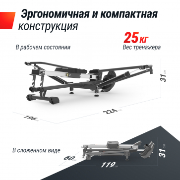 Гребной тренажер UNIX Fit гидравлический 320G - 8